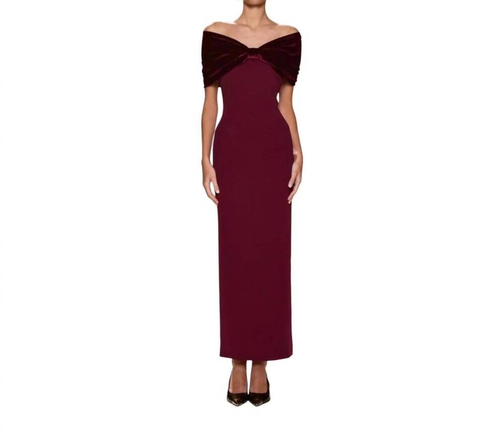 NEW SONYA MODA belluno off-shoulder maxi dress in redwood